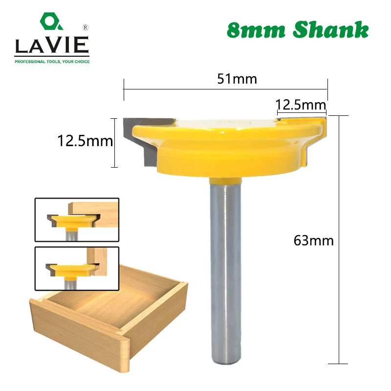 LAVIE 8mm Straight Drawer Molding Router Bit Drawer Lock Tenon Knife Plug Wood Milling Cutter Door Woodworking Tool MC02130