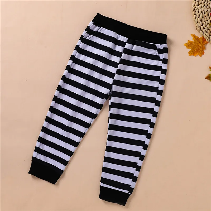 

2Pcs Kids Halloween Tracksuit Letters Hooded Long Sleeve Sweatshirt + Stripe Pants for Boys Girls 8-15 Years