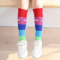 autumn winter new color red cotton socks pinstripe breathable womens socks multicolor girls all match knee length socks ove
