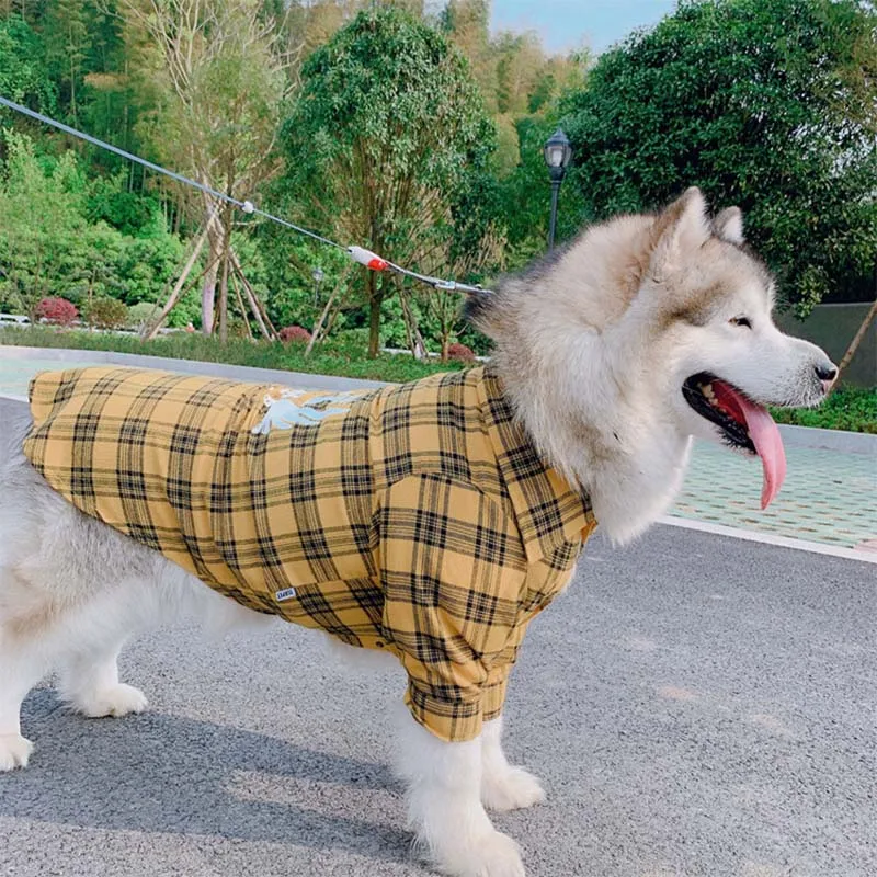 Клетчатая Одежда для собак подходящая питомцев костюм средних и больших модный