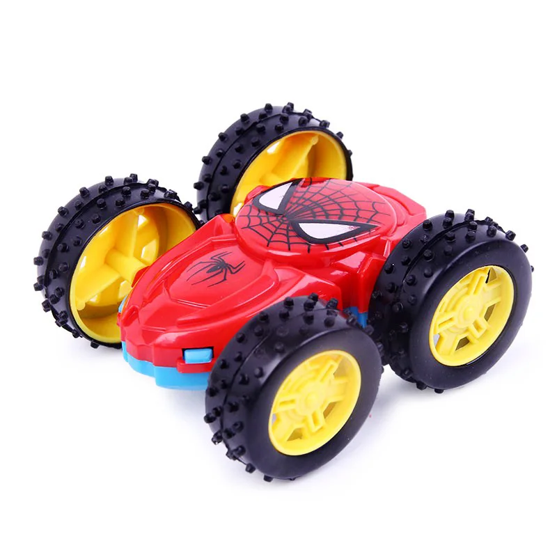 As shown Мини-игрушка с человеком-пауком, заводные игрушки для мальчиков, двусторонний инерционный автомобиль, заводные игрушки, детские сюрпризы на день рождения - Цвет: As shown
