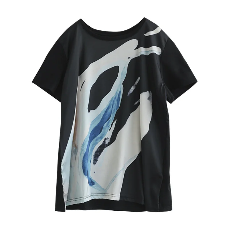 

Max LuLu Korean Streetwear 2021 Summer Women Black Printed Tee Shirts Ladies Short Sleeve Casual T-shirts Vintage Tops Big Size