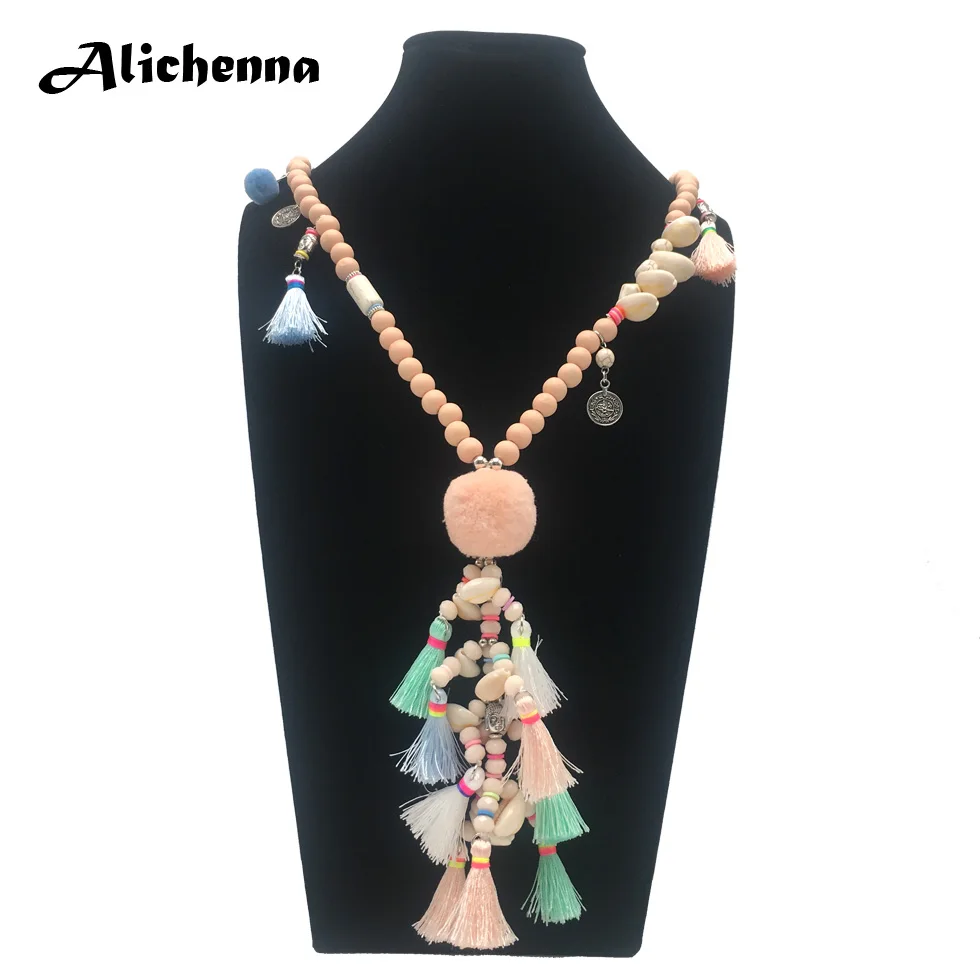 Alichenna хаки подвеска с кисточкой и кристаллами модное ювелирное ожерелье богемные