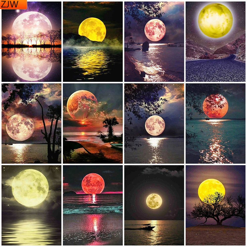 5D алмазная живопись сделай сам пейзаж Луны вышивка распродажа картины для
