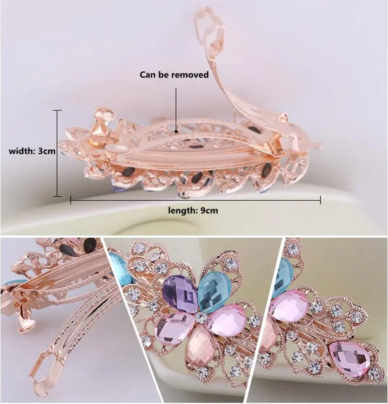 

1PCS Women Girls Fashion Crystal Rhinestone Hair Claw Hair Clip Beauty Rose Flower Barrette Hairpins Tiara Hair Accessories