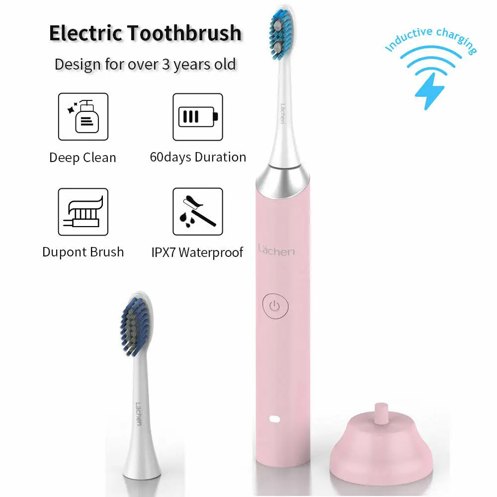 

Lachen 031 Sonic Toothbrush Electric Rechargeable USB Charger Ultrasonic Teeth Brush for Adults 4/8Replacement Heads