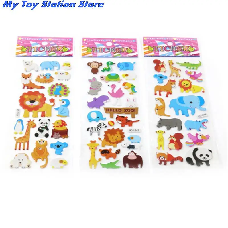 Cute 3D Cartoon Animal PVC Bubble Puffy Stickers Kids Girl Boy Dinosaurs Classic Toys School Teacher Reward 5 Sheets | Игрушки и хобби