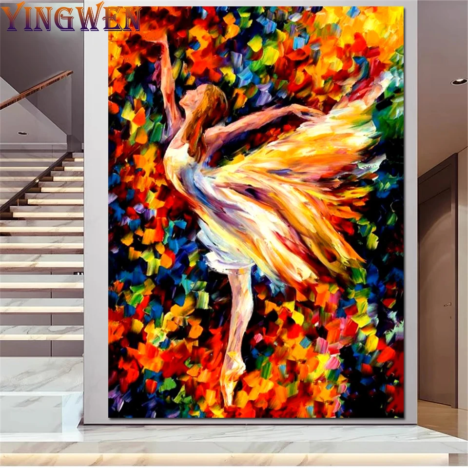 

Oil Painting Abstract Ballerina 5D DIY Diamond Painting Dancing Girl Cross Stitch Embroidery 3D Mosaic Colorful Art Home Decor