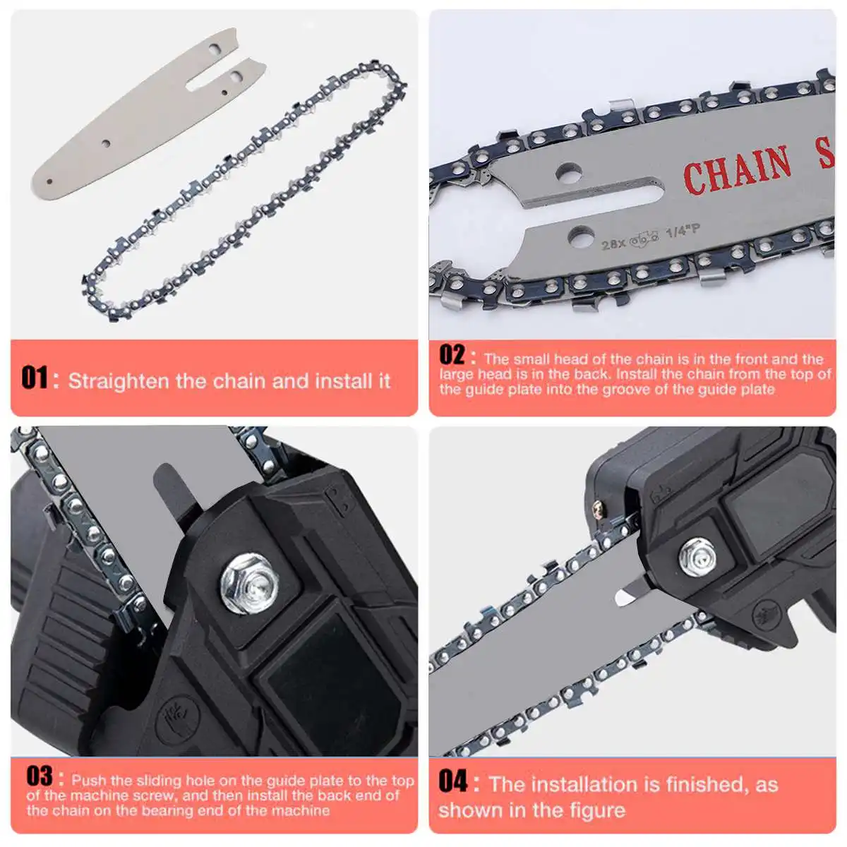 

4/6/8/10 inch Chain Guide Electric Chainsaw Guide Chains Used For Logging Pruning Saw Electric Saw Chain Accessories Tools
