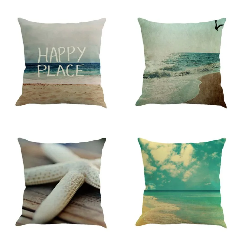 Пляжный чехол для подушки с изображением морской звезды раковины голубого