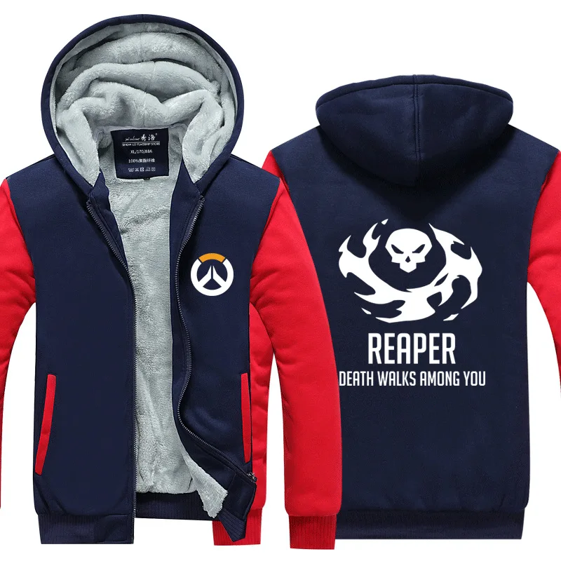 Blue and Red 2 Dva OW Overwatch Mercy Mei зимняя куртка на молнии из плотного флиса уличная Толстовка Спортивная толстовка с капюшоном костюм для косплея - Цвет: Blue and Red 2