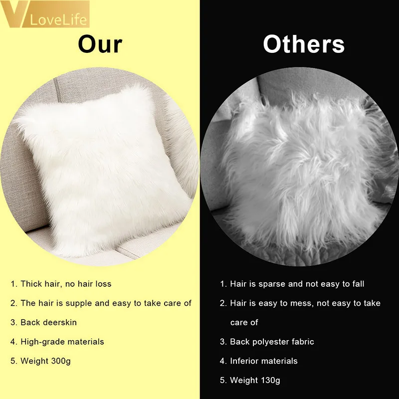 Чисто белые наволочки для подушек пушистые мех Ins диван Плюшевые подушки кровати