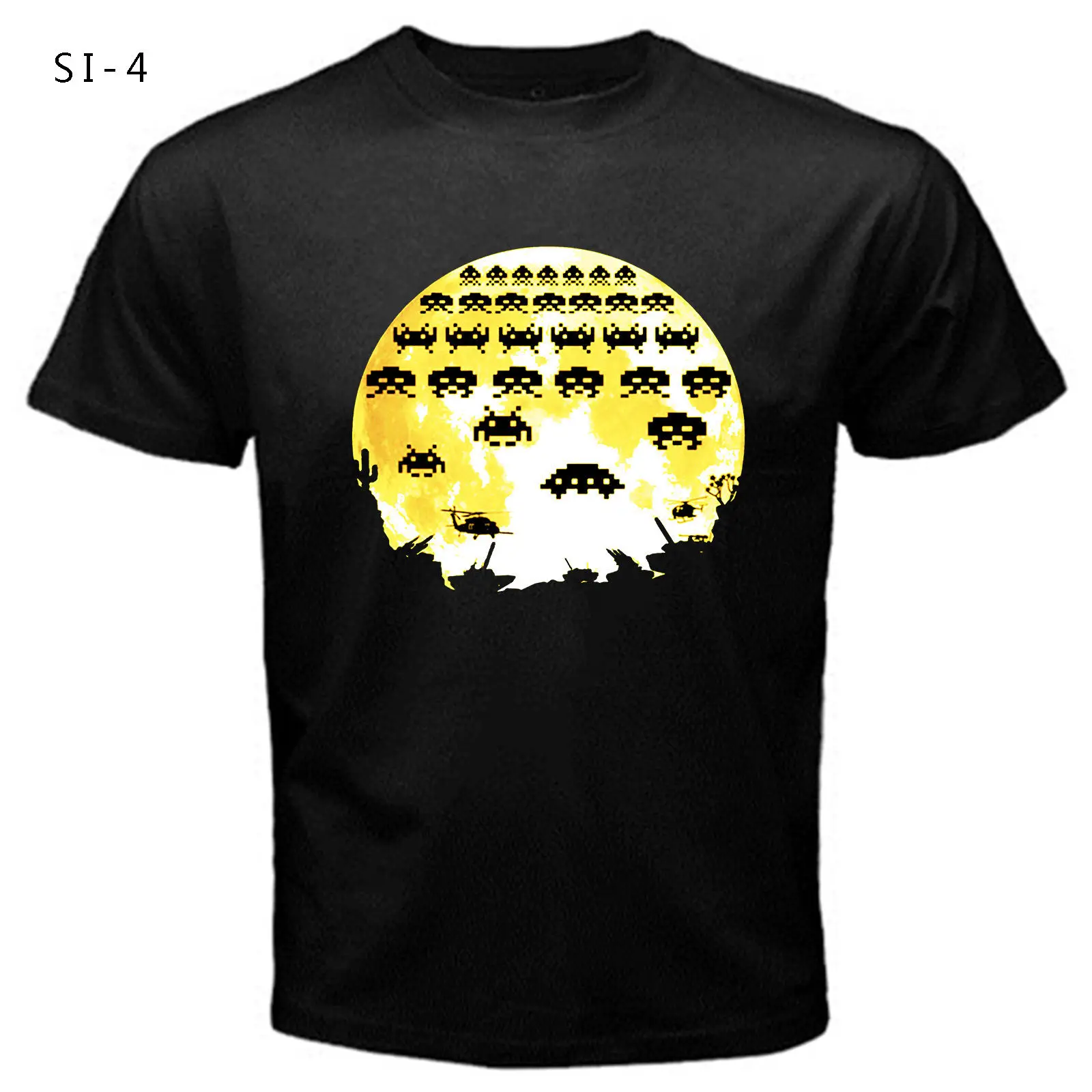 

Space Invaders Si4 Retro Classic Eighties Arcade Game T Shirt Black