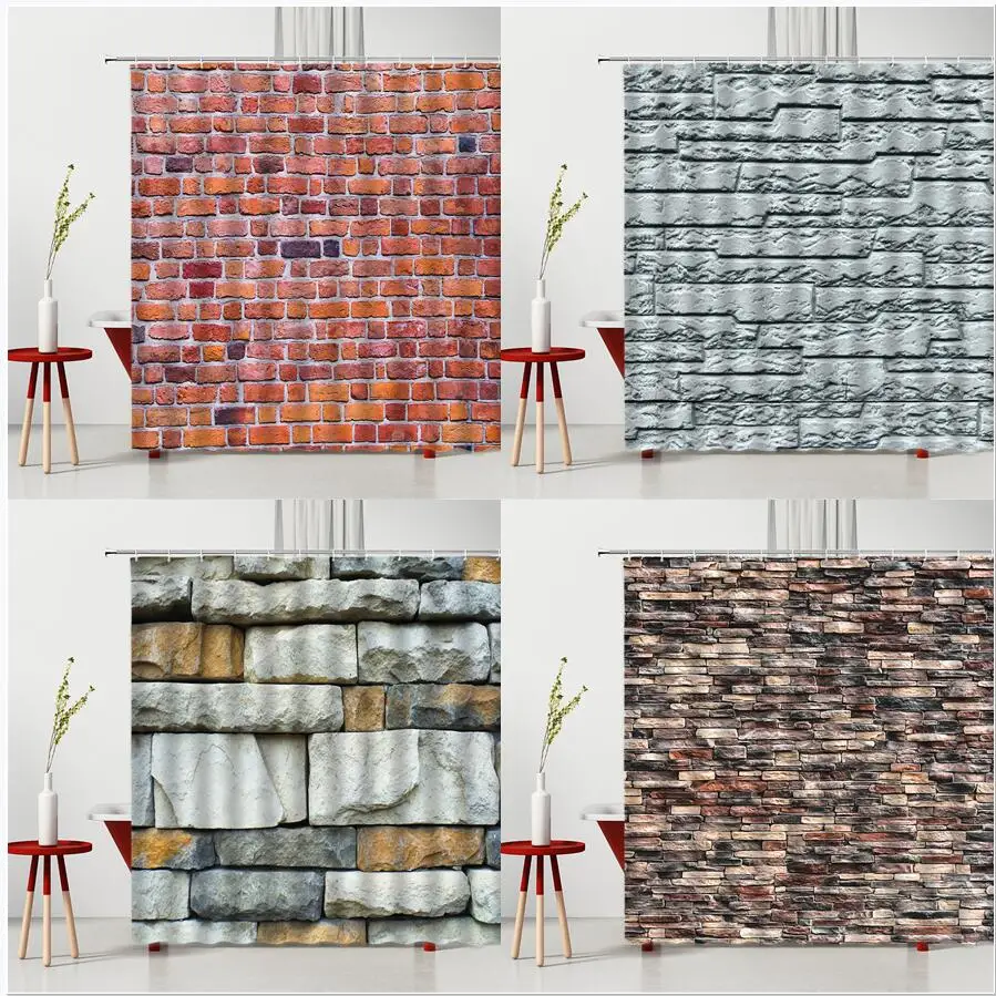 Винтажные настенные занавески из камня для ванной комнаты душа с геометрическим