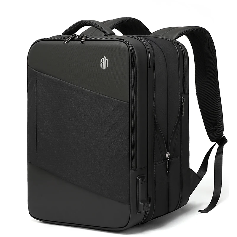 Мужской рюкзак ARCTIC HUNTER, подходит для 15,6 дюймов, для ноутбука, USB, для подзарядки, многослойный, вместительный, для путешествий, мужская сумка, рюкзаки double eleven - Цвет: lingge black