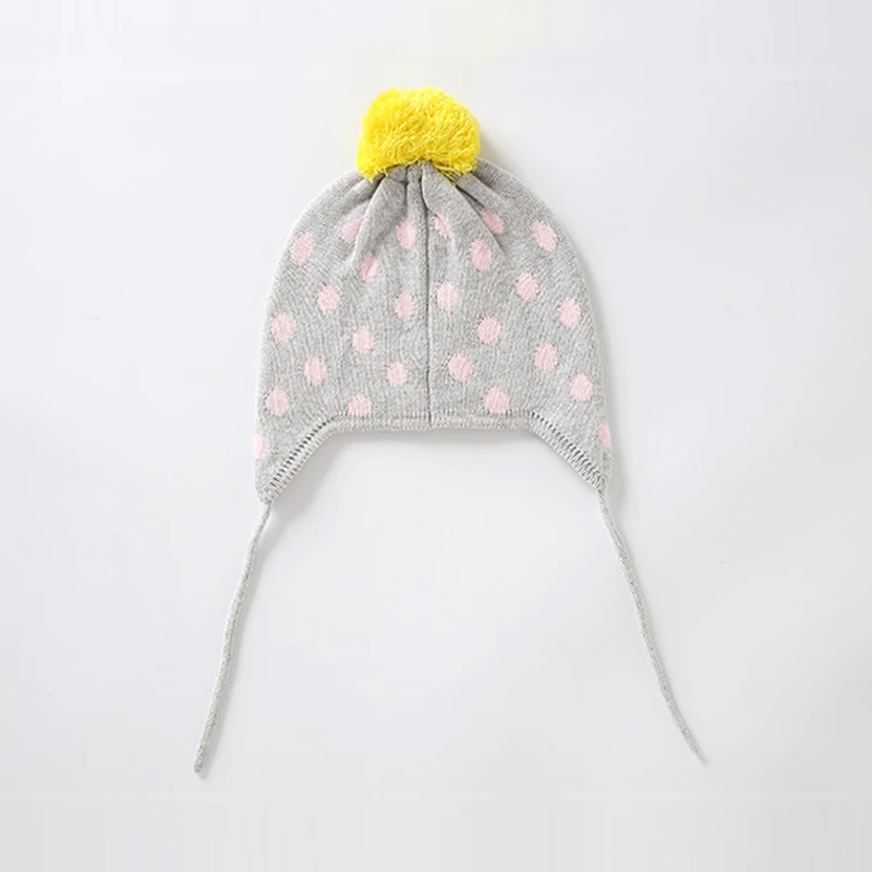 Зимняя шапка ушанка для девочек Осенняя вязаная с теплым кроликом детская