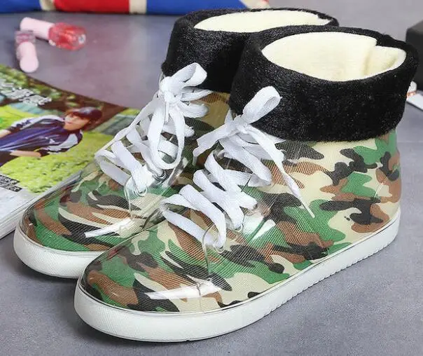 Сапоги Aleafalling женские непромокаемые со съемными цветами теплые полусапожки