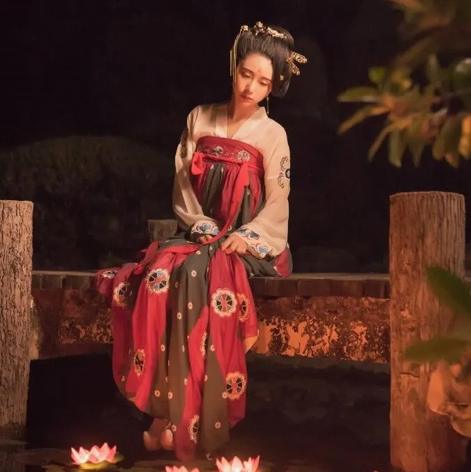 Летний национальный Древний китайский костюм Hanfu для женщин китайская одежда