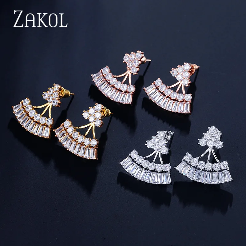 Модные женские серьги-гвоздики ZAKOL с кубическим цирконием класса ААА свадебные