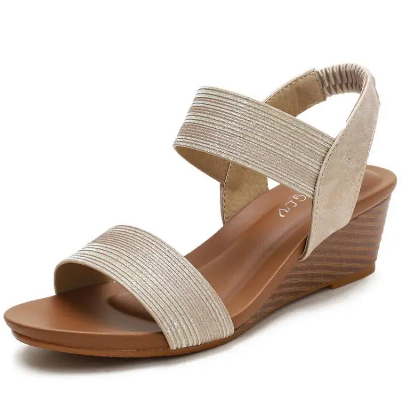 

Sandal Girl Roman Shoes Wedges Heel Summer Large Size 41 42 Fashion Shoes Ladies Gold Sandals