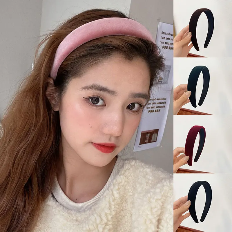 

Ободок для волос однотонный фланелевый, толстая губчатая повязка на голову, аксессуары для волос на осень и зиму, нескользящий
