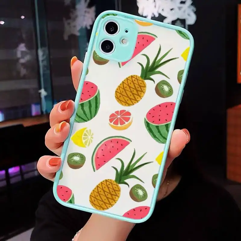 

lemon Phone Case For iPhone 12 11 Mini Pro XR XS Max 7 8 Plus X Matte transparent blue Back Cover