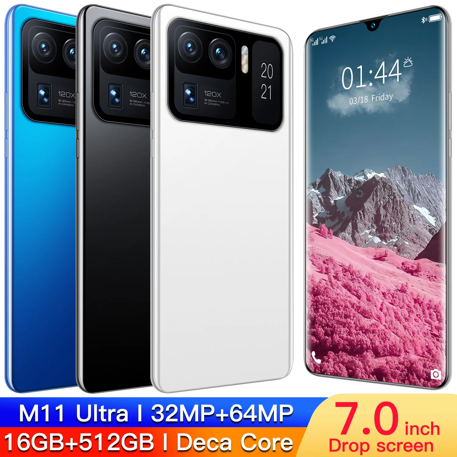 

M11 Ultra 16+512GB 7.0 Inch Drop Screen 32+64MP 7200mAh 5G Smart Phone 10 Core Face Fingerprint ID Mobile Phone MTK6893 Celular