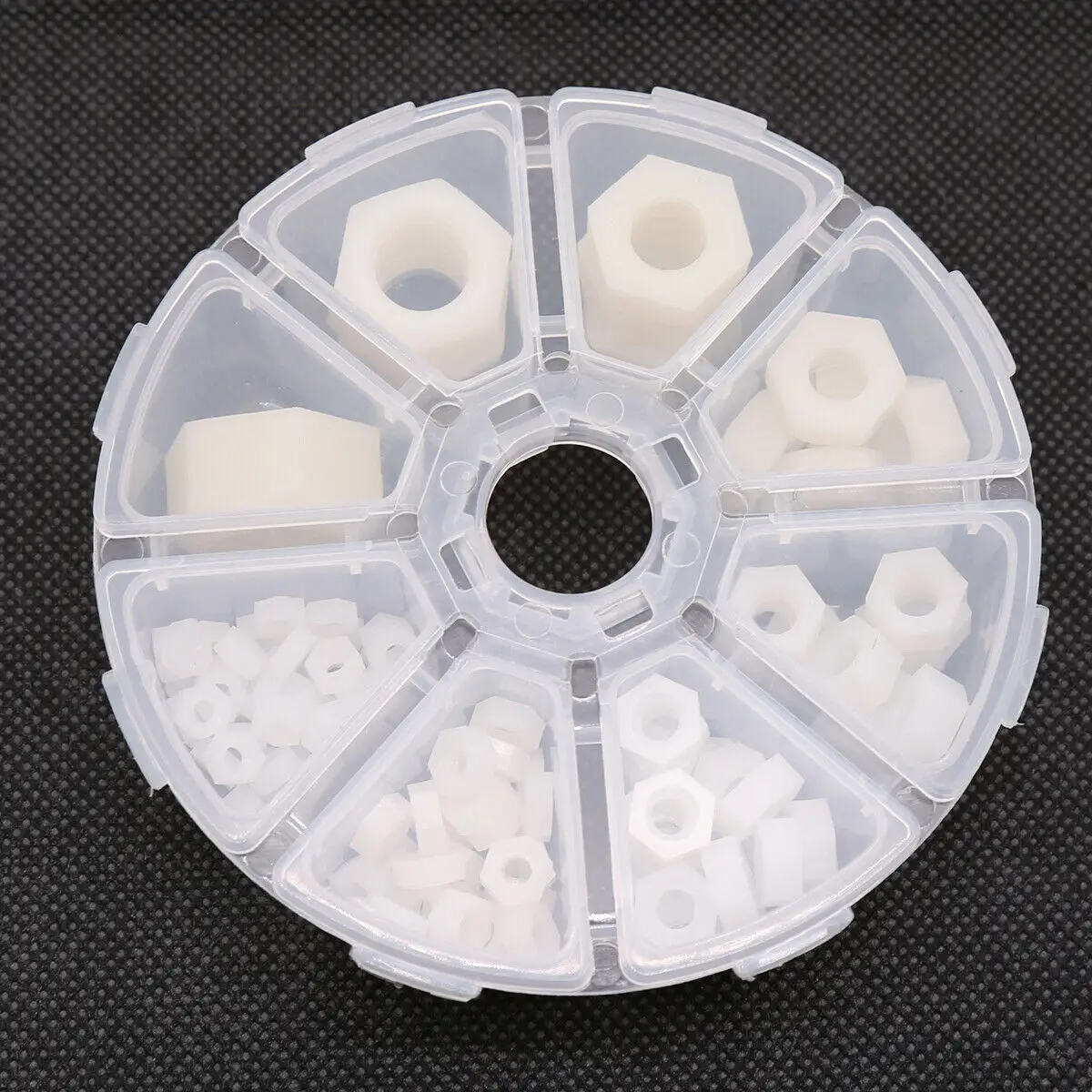 1 коробка белых пластиковых нейлоновых шестигранных гаек в комплекте