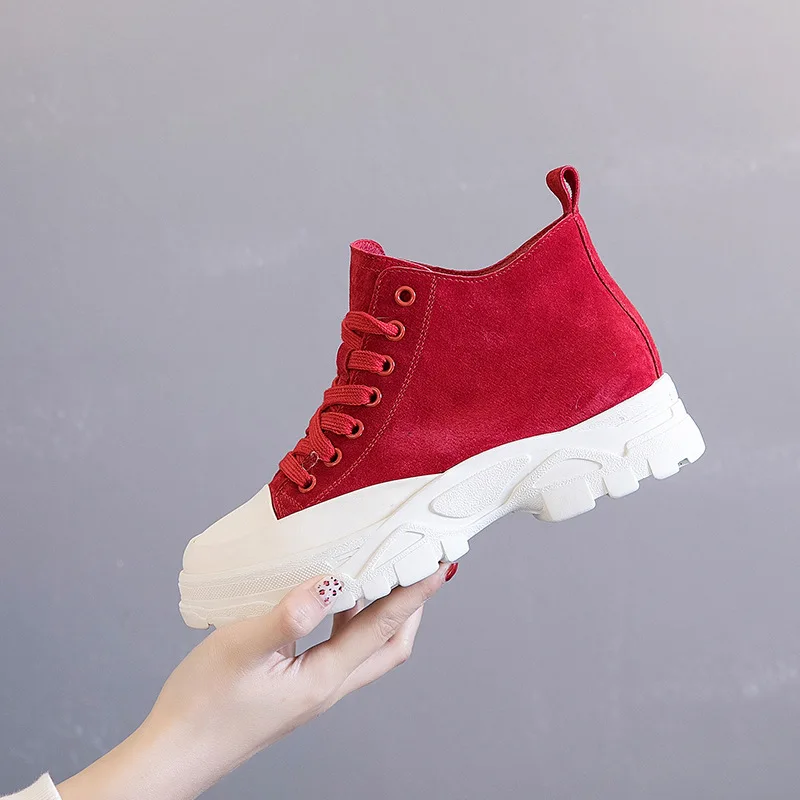 Высокие женские кожаные кроссовки для бега новинка весны 2019 модные повседневные