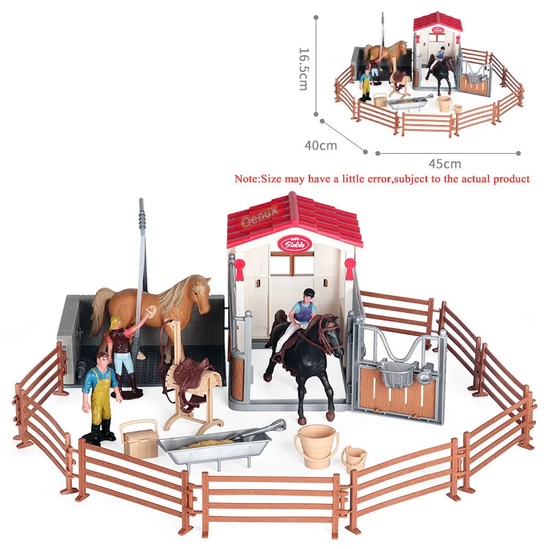 Oenux Farm Stable Model Brinquedo Simulation Horseman Equestrian Knight Animals Playset Action Figures PVC Kids Desk Toy Gift | Игрушки и