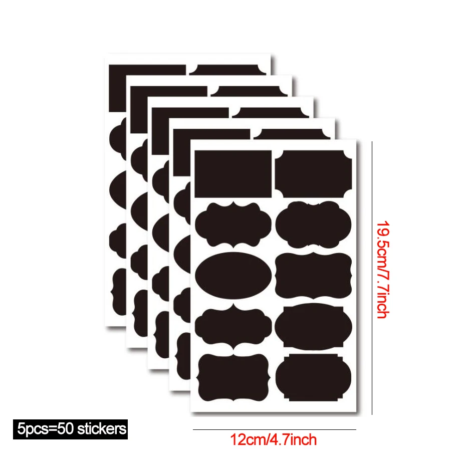 Красочные наклейки в виде доски для написания мелом с круглыми прямоугольник