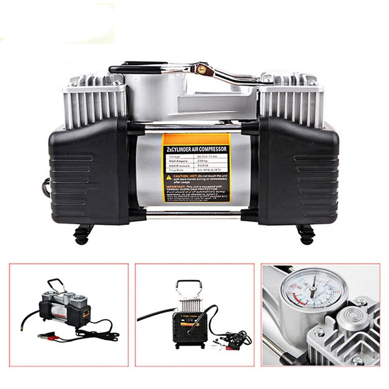 

Portable Car Air Compressor DC 12V 150PSI Heavy Duty Dual Cylinder Air Pump Tire Inflator For Car Air Compressor Tire Inflator