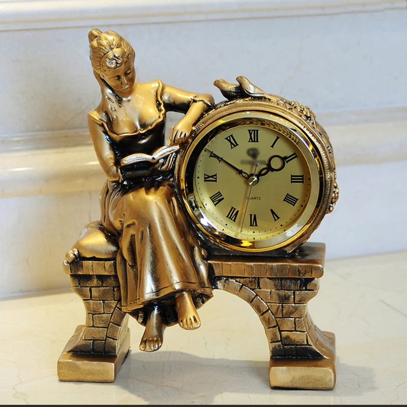 Настольные часы в Европейском стиле винтажные настольные украшения для гостиной