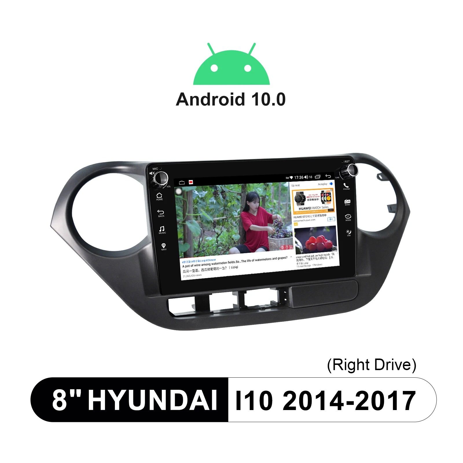 

Android 10.0 Car Radio Stereo Gps Navigation Android Auto&Apple CarPlay 8 Inch Octa Core For Hyundai I10 2014-2017 (Right Drive)