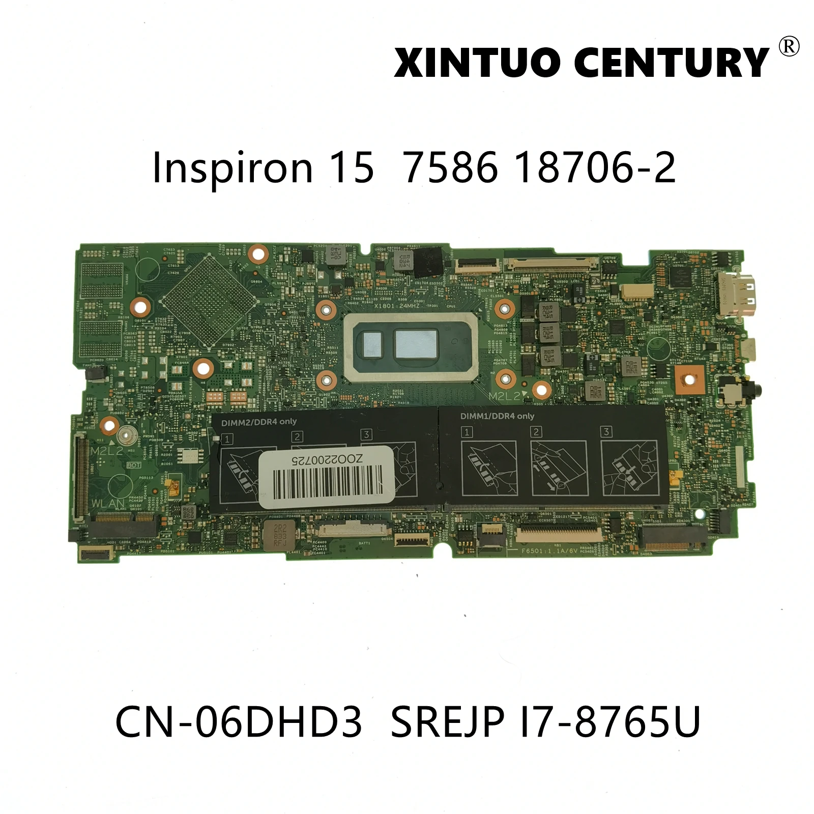 

CN-06DHD3 06DHD3 6DHD3 для Dell OEM Inspiron 15 7586 материнская плата для ноутбука 18706-2 Вт/SREJP I7-8765U CPU 100% протестирована