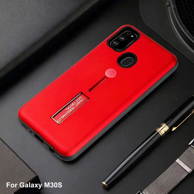 Для Samsung Galaxy M30S армированный чехол с держателем 2 в 1 Гибридный PC TPU задний Чехол