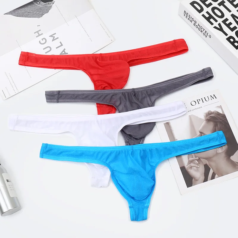 Сексуальные мужские стринги Ракушки ультра тонкий лед шелковые Гей Трусы Сисси