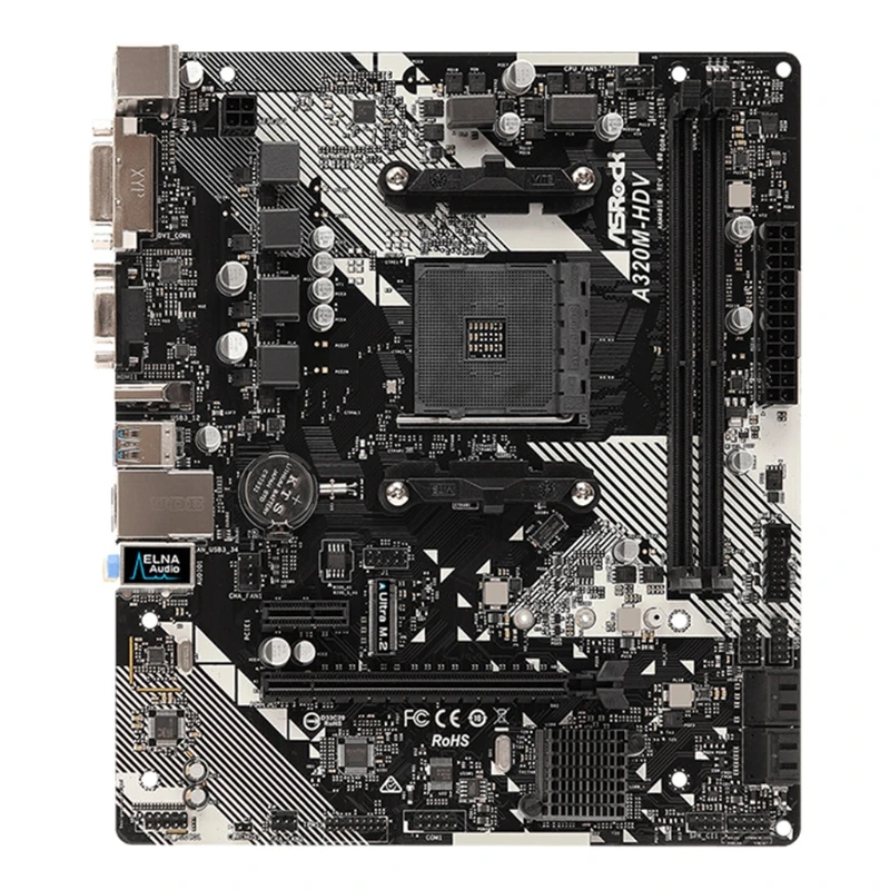 

Computer Motherboard Fit for Amd Ryzen AM4 CPU + ASROCK A320M HDV R4.0 DDR4 MicroATX Motherboard