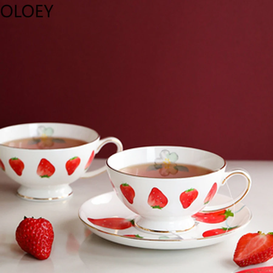 Милая кофейная кружка с клубникой фарфоровые кофейные кружки из костяного