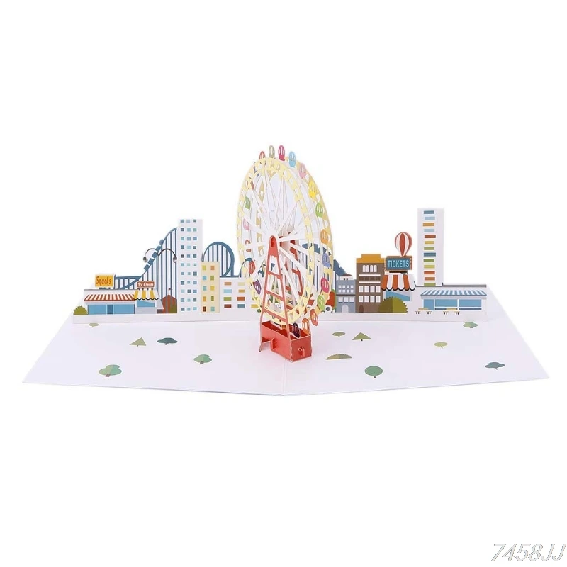 38 Styles Floats 3D Pop Up Ferris Wheel Cake Star Moon Ice Castle Greeting Card Valentine Christmas Envelope Birthday Invitation | Дом и сад