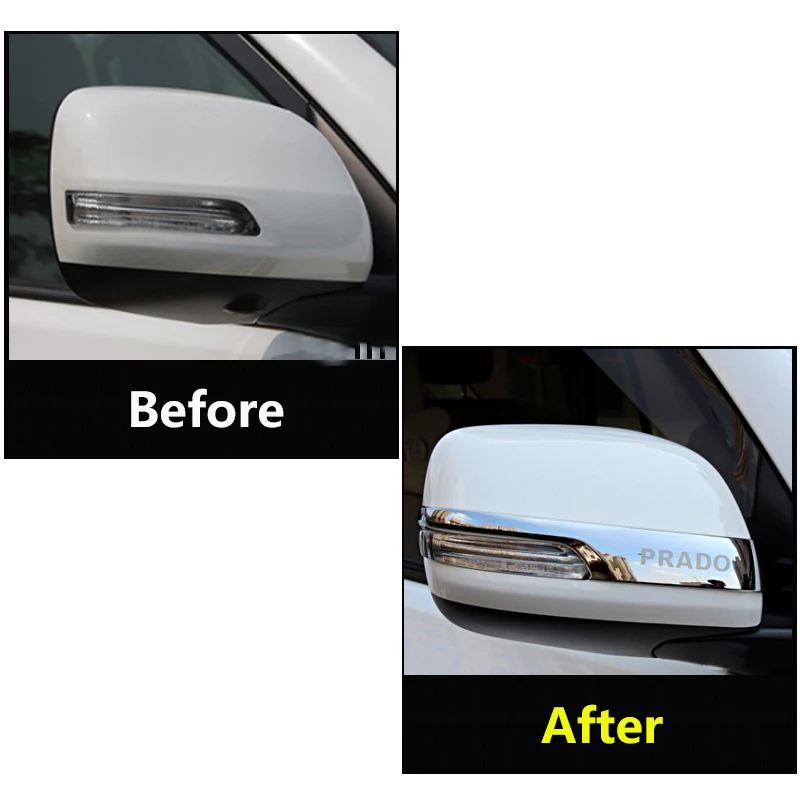 Хромированные накладки на зеркала заднего вида для Toyota Land Cruiser Prado 150 2010 2015 2018
