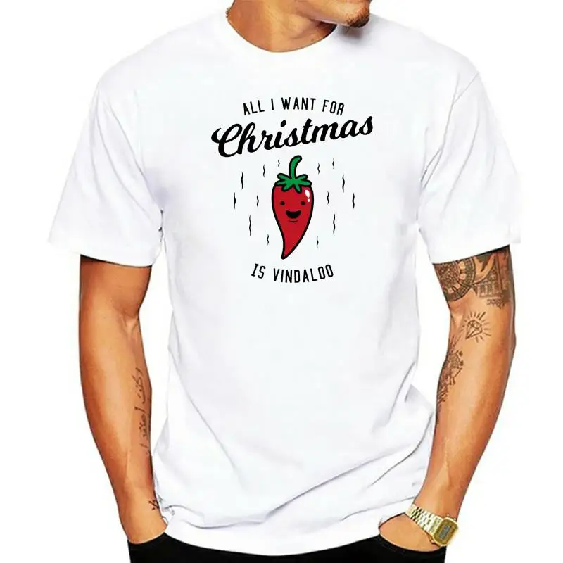 

Summer style men's T-shirt All I want for Christmas is Vindaloo T-Shirt Merry Christmas T-shirt Tops Men's O-shirts