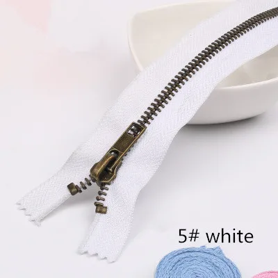 5 white 5 шт. Meetee 3#5#20 см закрытые Металлические молнии бронзовые зубы для карманных брюк сумка портной DIY Швейные Инструменты Аксессуары для одежды - Цвет: 5 white