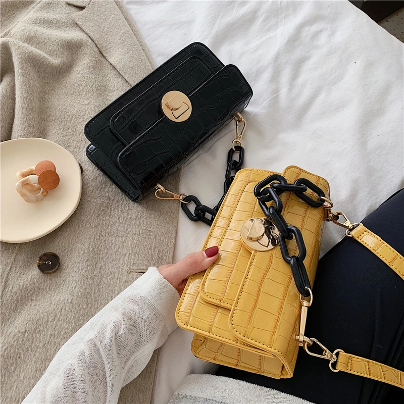 

High-end retro bag female 2021 new Korean fashion crocodile pattern casual all-match one-shoulder messenger small square bag