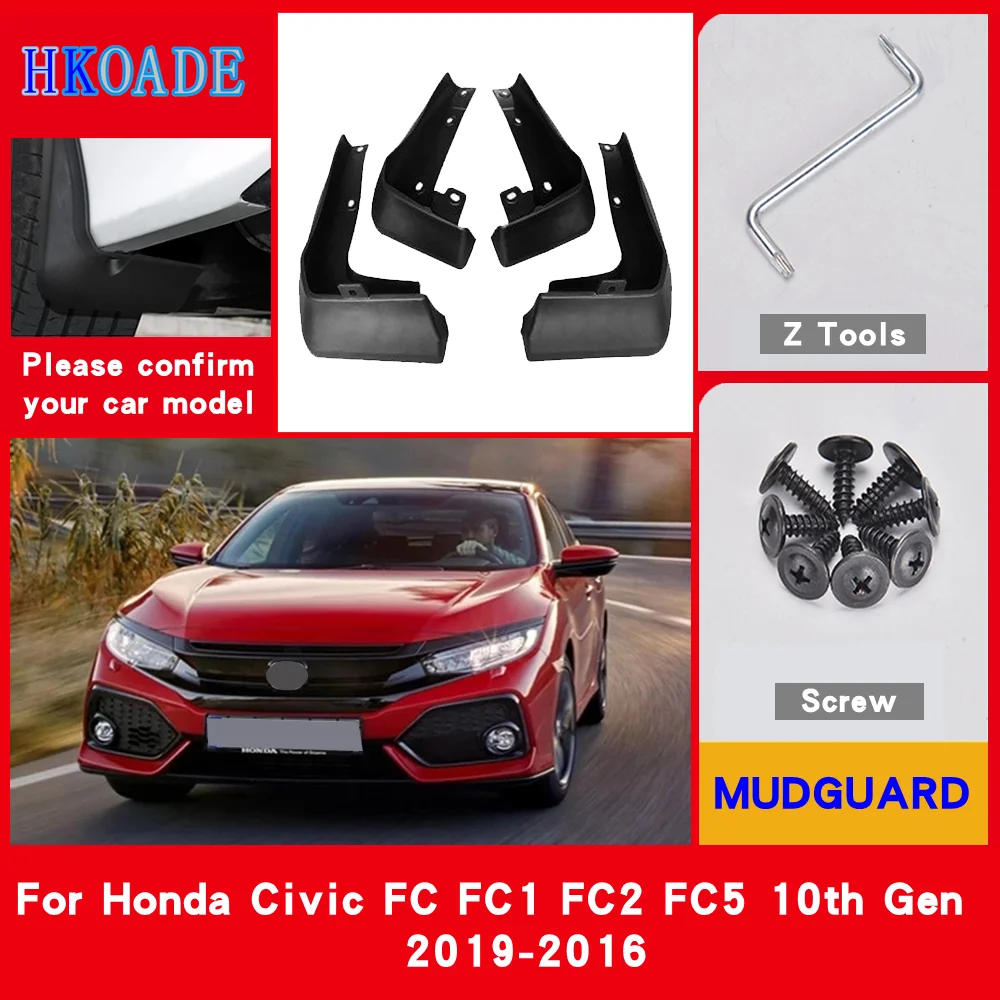 Car Mud Flaps For Honda Civic FC FC1 FC2 FC5 10th Gen 2019-2016 Mudguards Splash Guards Fender Mudflaps Car Fender Accessories