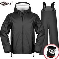 fish mens raincoat rain jacket pants set thickened elastic waterproof motorcycle full body fishing clothes with hat overalls