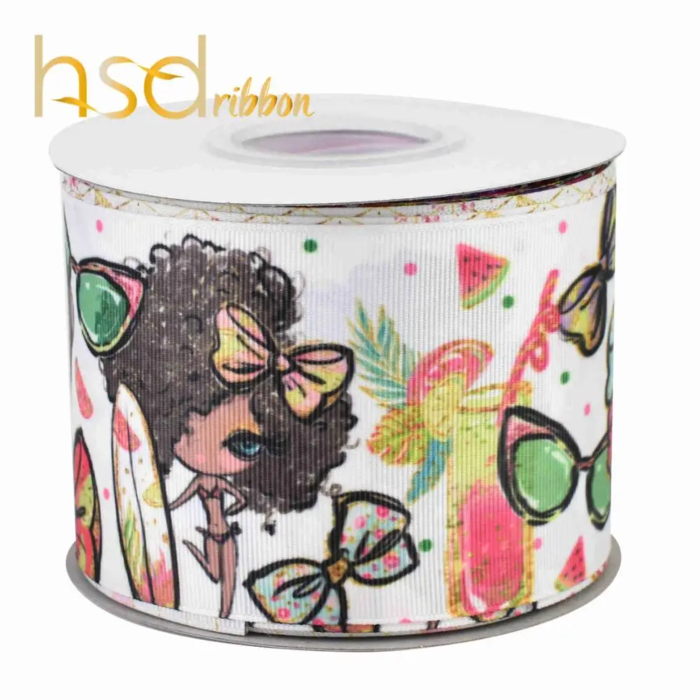 06 HSDCraft 10 ярдов/рулон HT печатная лента Grosgrain для diy аксессуары для волос - Цвет: 06
