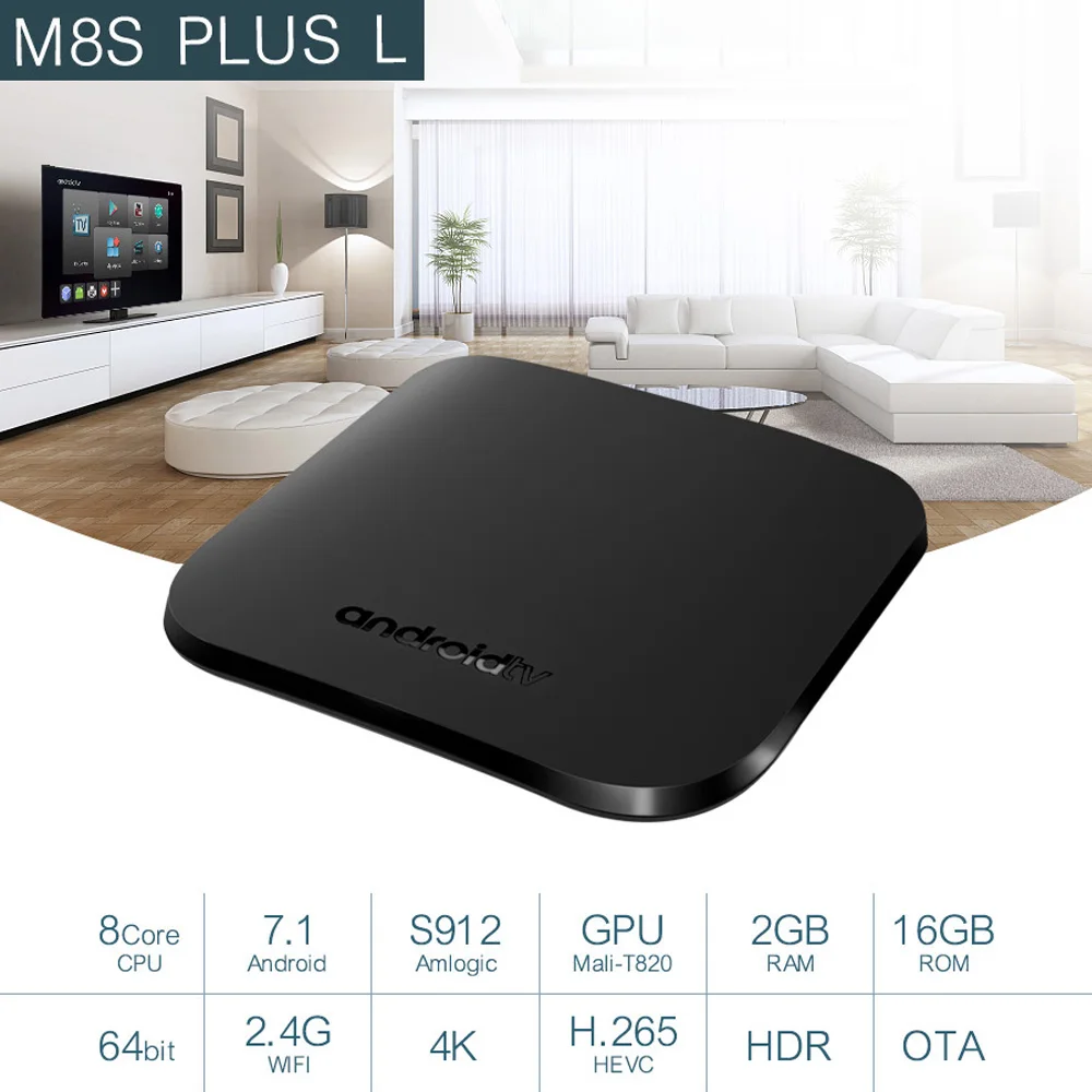 ТВ приставка MECOOL Smart Android 7 1 M8S PLUS L S912 Восьмиядерный 2G/16G UHD 4K WiFi Airplay Miracast DLNA HD