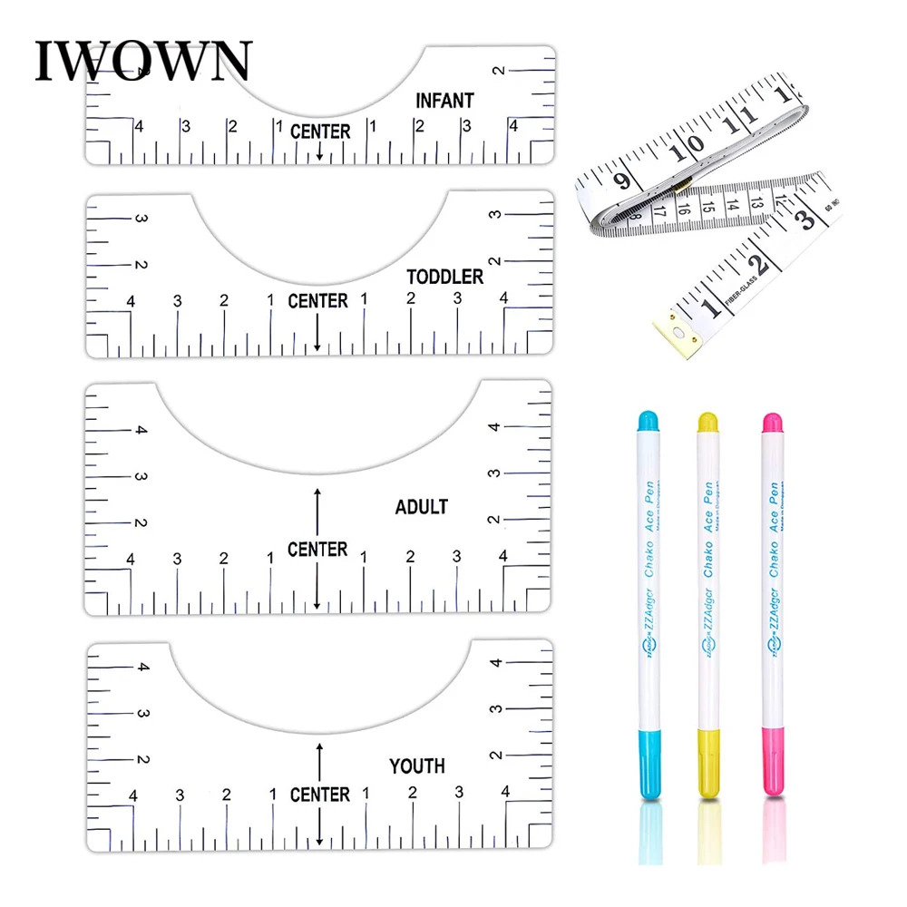 

8Pcs T-Shirt Rulers Guide Alignment Tool Set for Vinyl Sublimation T Shirt Placement Ruler to Center Design with Measuring Ruler