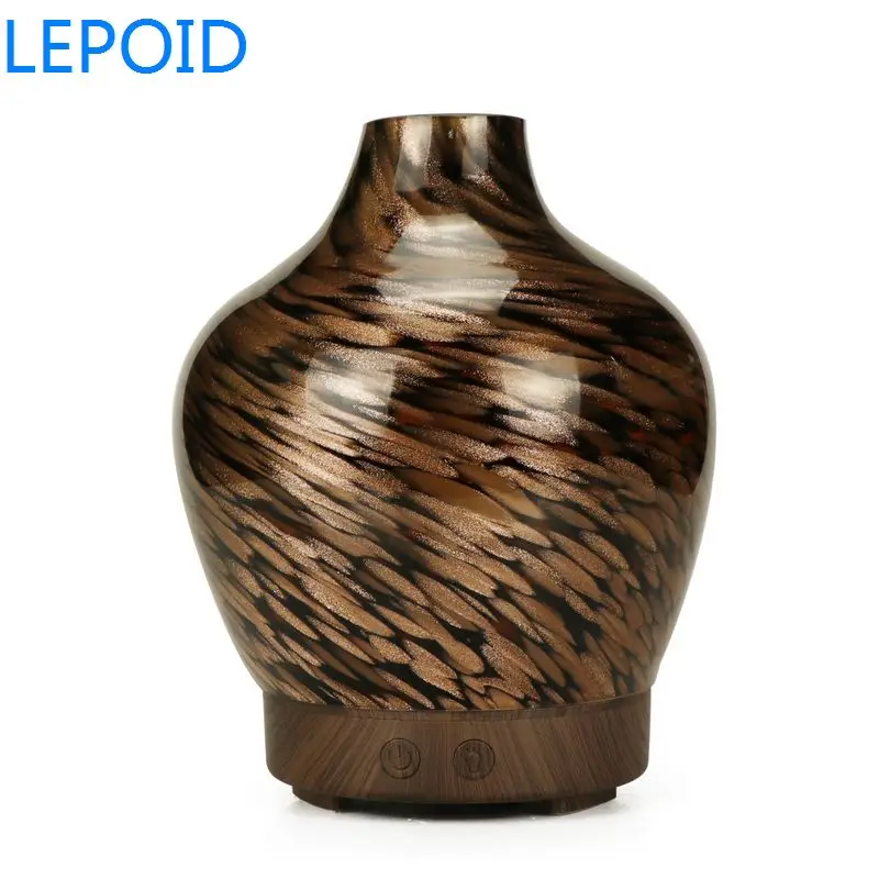 LEPOID увлажнитель воздуха Арома диффузор 3D стекло + дерево зерна 7 цветов